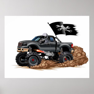 Cartoon monster truck poster