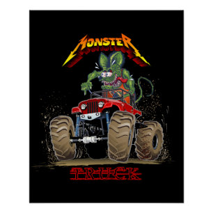 Cartoon monster truck poster