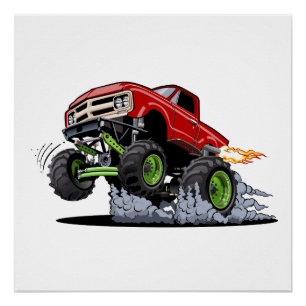 Cartoon monster truck poster