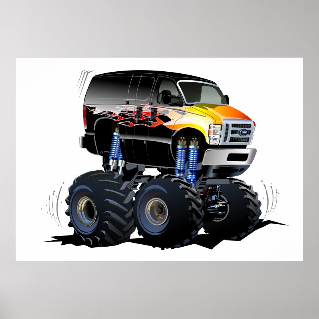 Cartoon monster truck poster (Front)