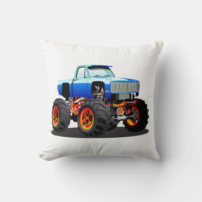 Cartoon monster truck throw pillow (Front)