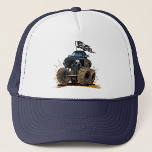 Cartoon monster truck trucker hat