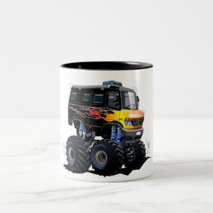 Cartoon monster truck Two-Tone coffee mug