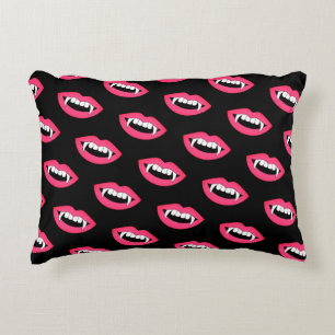 Cartoon Monster Vampire Lips sharp Teeth Fangs Accent Pillow