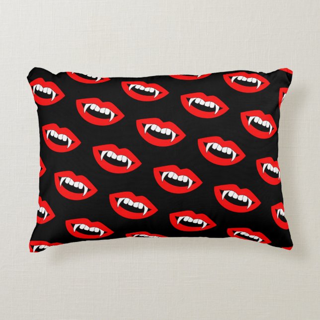 Cartoon Monster Vampire Lips sharp Teeth Fangs Accent Pillow (Front)