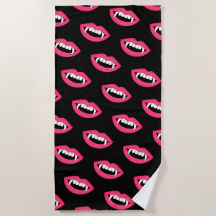 Cartoon Monster Vampire Lips sharp Teeth Fangs Beach Towel