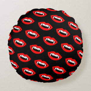 Cartoon Monster Vampire Lips sharp Teeth Fangs Round Pillow