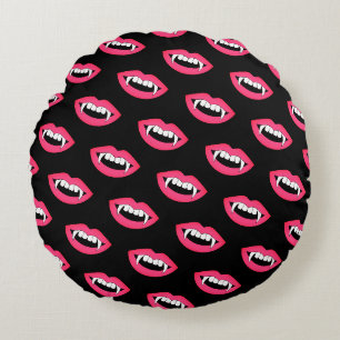 Cartoon Monster Vampire Lips sharp Teeth Fangs Round Pillow