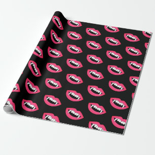 Cartoon Monster Vampire Lips sharp Teeth Fangs Wrapping Paper
