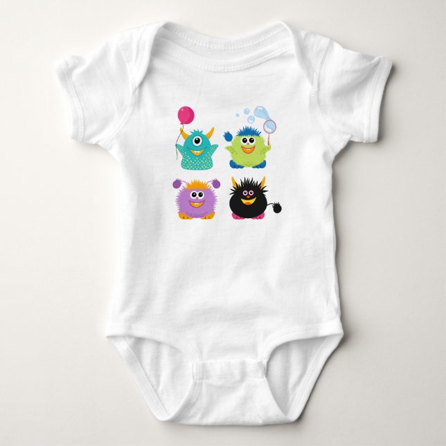 Cartoon Monsters Baby Bodysuit (Front)
