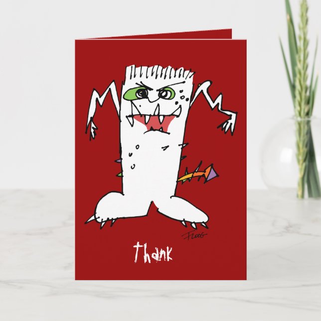 Cartoon Monsters Thank You Card (Front)
