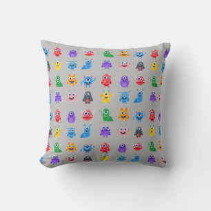 Cartoon monsters throw pillow