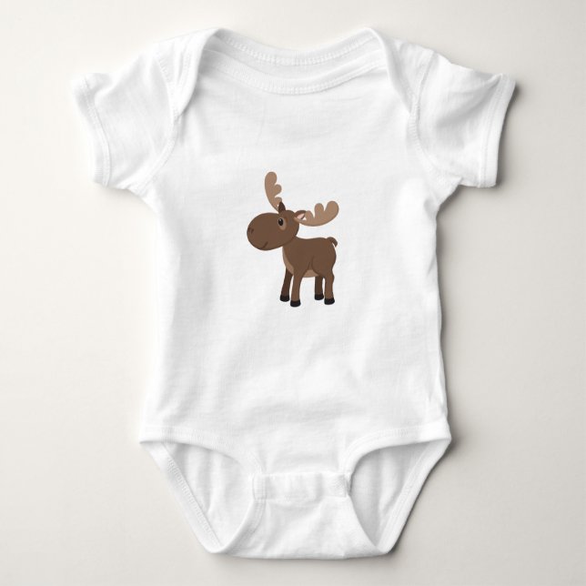 Cartoon Moose Baby Bodysuit (Front)