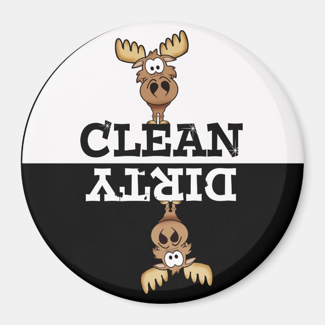 Cartoon Moose Dishwasher Magnet (Front)