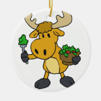 Cartoon moose eating salad | choose back colour