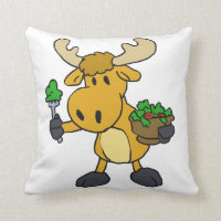 Cartoon moose eating salad | choose back colour