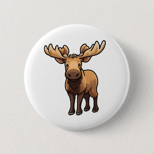 Cartoon moose illustration 2 inch round button