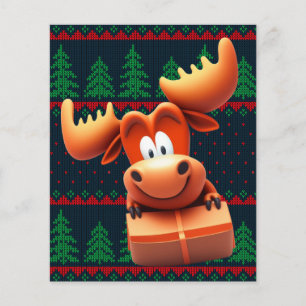 Cartoon Moose with Christmas Gift Tshirt Women Flyer