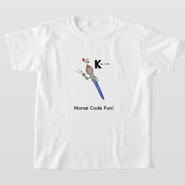 Cartoon Morse Code for Kids!  Letter "K" T-Shirt (Laydown)