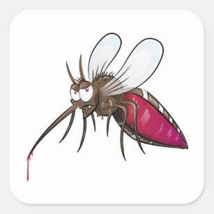 Cartoon Mosquito Square Sticker
