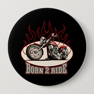 Cartoon motorbike 4 inch round button