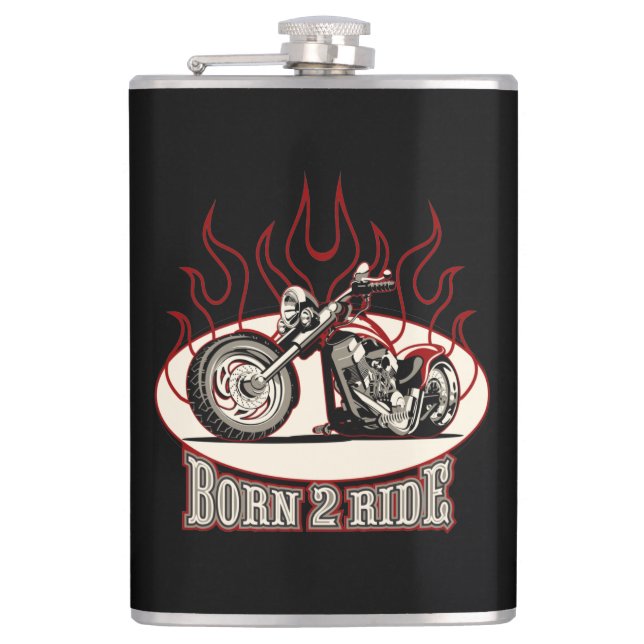 Cartoon motorbike hip flask (Front)