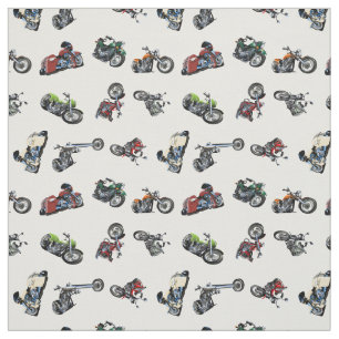 Cartoon motorbikes set fabric