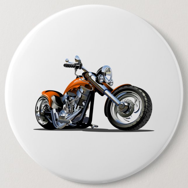 Cartoon motorcycle 6 inch round button (Front)