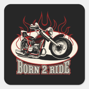 Cartoon motorcycle square sticker