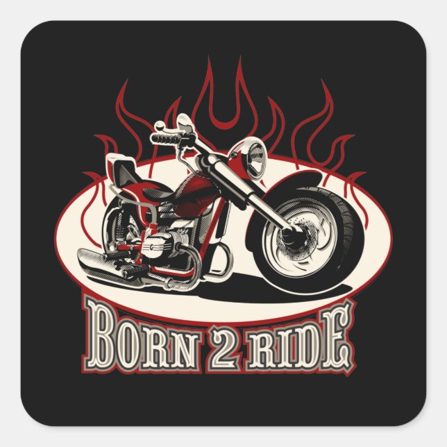 Cartoon motorcycle square sticker (Front)