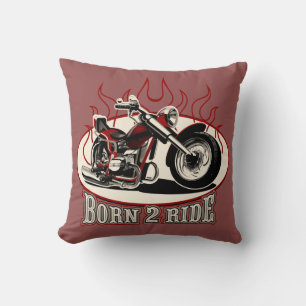 Cartoon motorcycle throw pillow