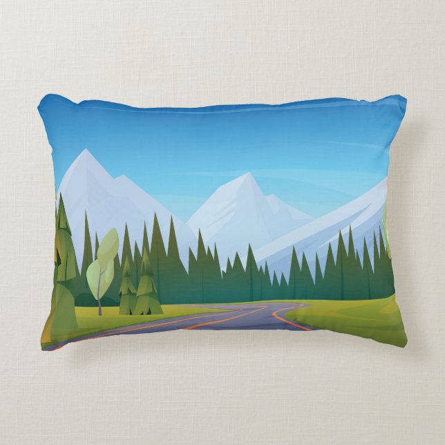  Cartoon Mountain Accent Pillow (Front)