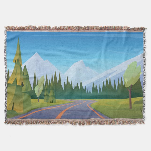 Cartoon Mountain Throw Blanket (Front)