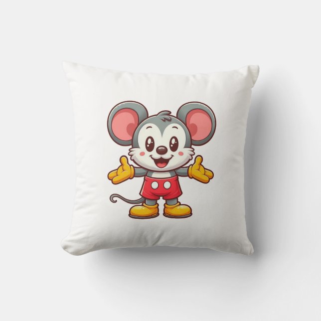 cartoon mouse character throw pillow (Front)