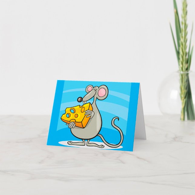 Cartoon Mouse Eating Cheese Card (Creator Uploaded)