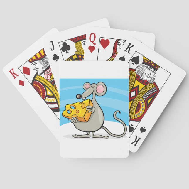 Cartoon Mouse Eating Cheese Playing Cards (Back)