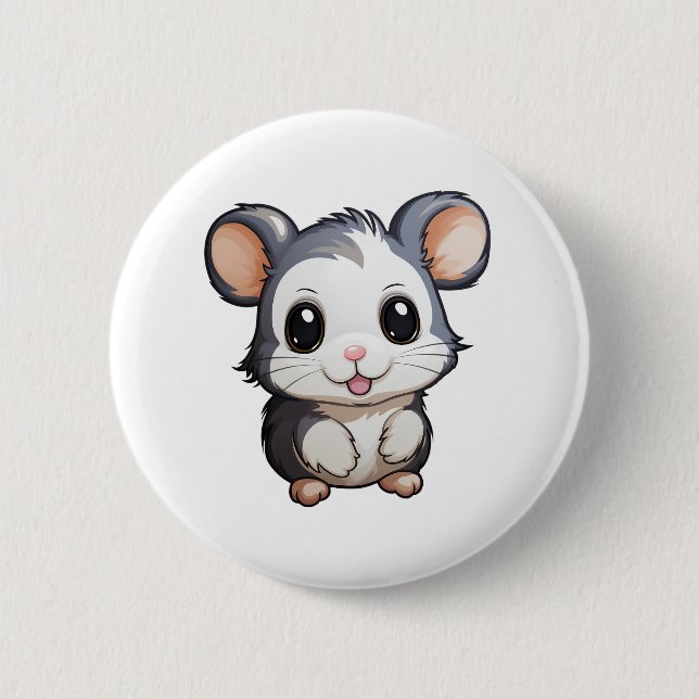 Cartoon mouse illustration 2 inch round button (Front)