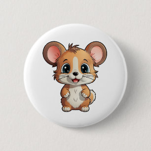 Cartoon mouse illustration 2 inch round button
