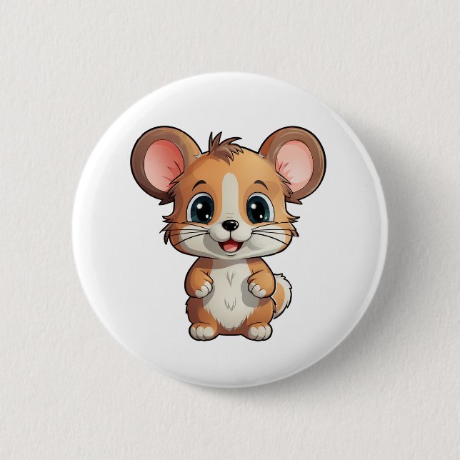 Cartoon mouse illustration 2 inch round button (Front)