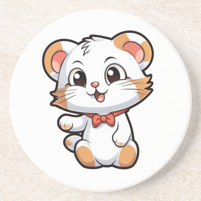 Cartoon mouse illustration coaster (Front)