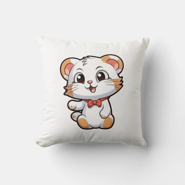 Cartoon mouse illustration throw pillow (Front)