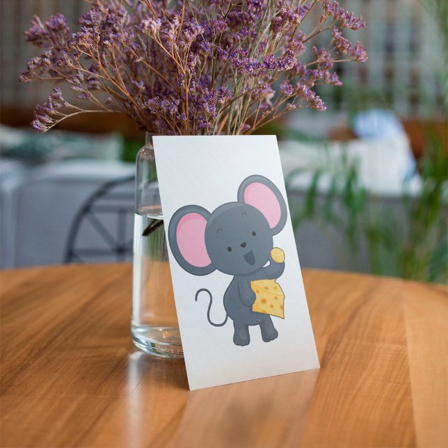 Cartoon Mouse with Cheese Adorable Animal Invitation (Creator Uploaded)