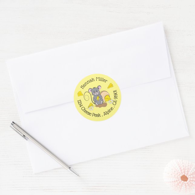Cartoon Mouse Yellow Return Address Stickers (Envelope)