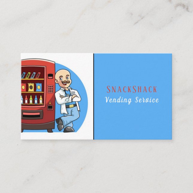 Cartoon Mr. Vending Machine Service Business Card (Front)