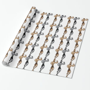 Cartoon Muscleman Wrapping Paper