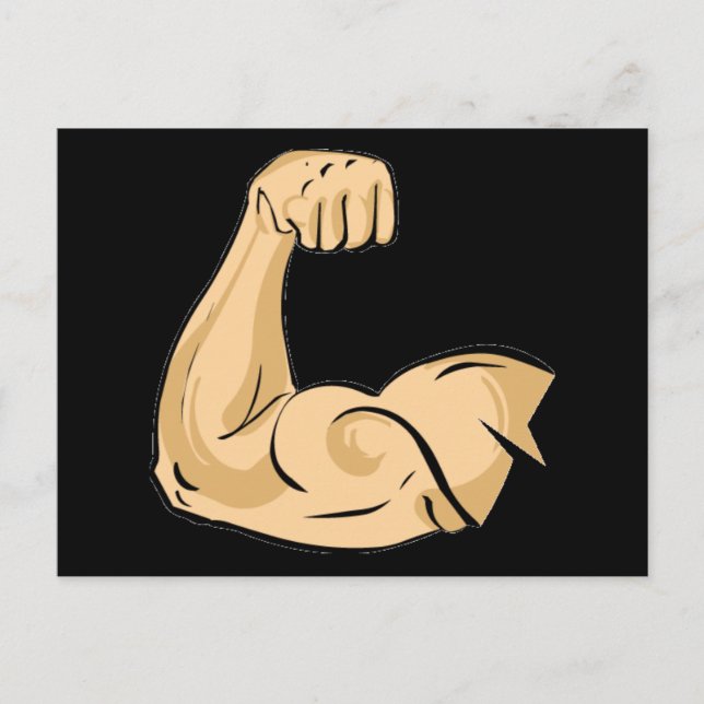 CARTOON MUSCLES MAN strong arm biceps athletic pow Postcard (Front)