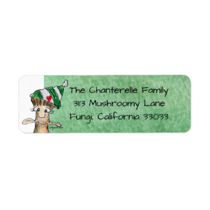 Cartoon Mushroom Christmas Return Address Label
