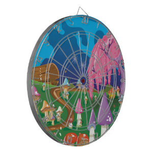 Cartoon Mushrooms in a meadow Dartboard