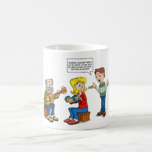 Cartoon; music making and notes allergy coffee mug