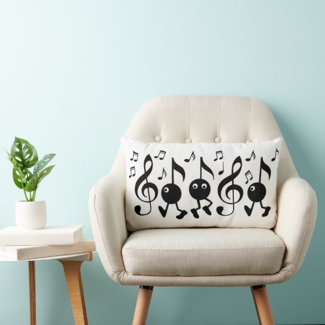 Cartoon Music Notes Lumbar Pillow (Chair)